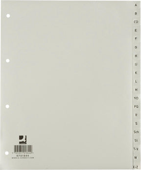Q-Connect alphabetische Tabs, A4, PP, 20 Tabs, grau