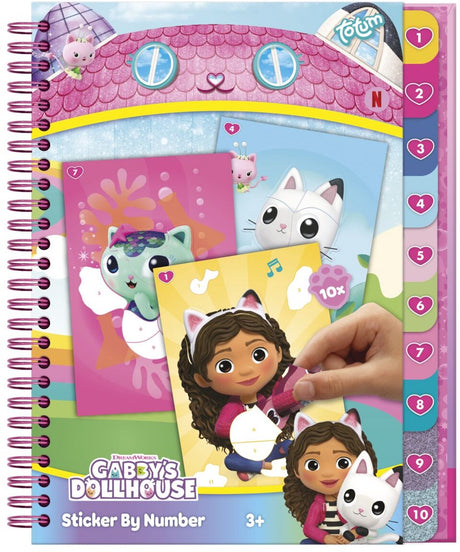 Totum Gabbys Puppenhaus-Sticker-Puzzle – Aktivitätsbuch – Aufkleber nach Zahlen – 10 Puzzles, 5 Stickerbögen, 10 Malseiten – Spielzeug für Kinder – Basteln – für Mädchen und Jungen – auch für Kleinkinder – ab 3 Jahren –