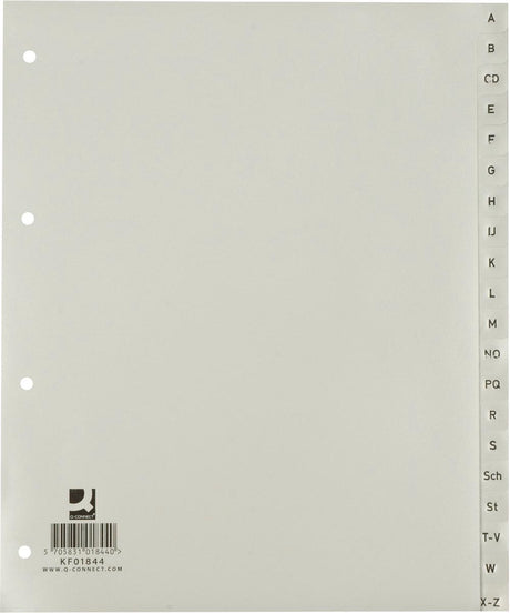 Q-Connect alphabetische Tabs, A4, PP, 20 Tabs, grau