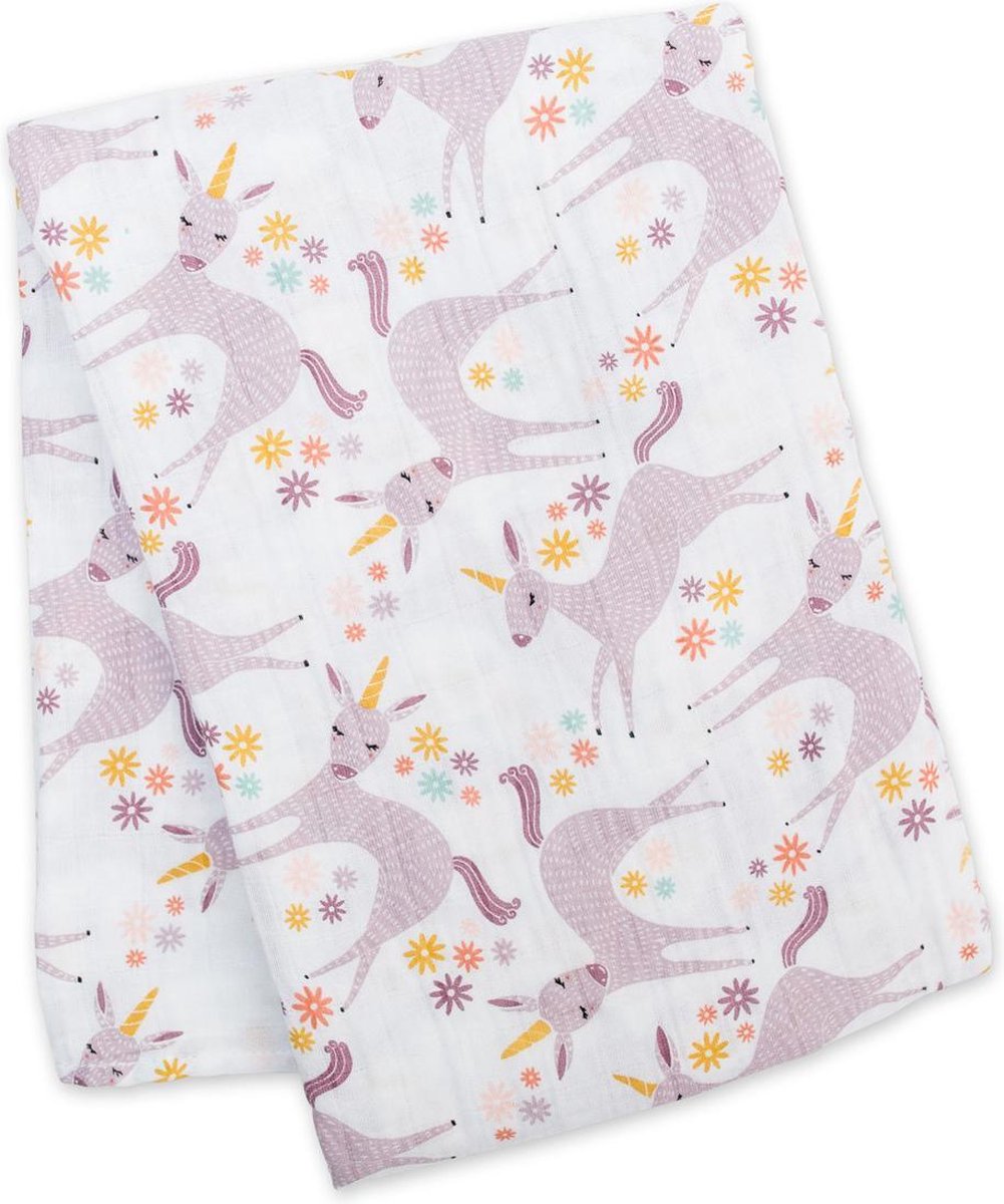 Lulujo - Musselintuch - Pucktuch - Baumwolle - 120x120 cm - modernes Einhorn