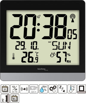 Technoline Digitale Funkwanduhr Tischuhr - Thermometer Hygrometer - Datum - Schlummerfunktion WS 8014