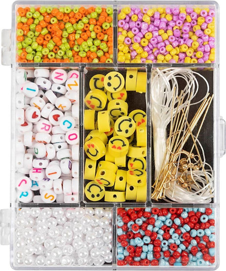 Creativ Company Kreativbox Schmuck, Regenbogen-Mix, ca. Über 1800 Teile, Regenbogenfarben, 1 Box