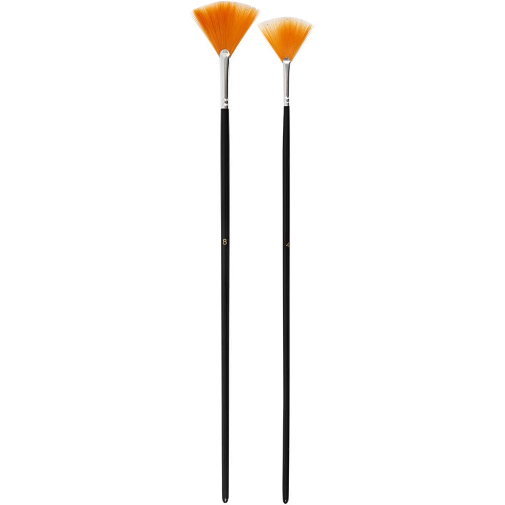 Creativ Company Gold Line Fächerpinsel, Größe 4+8, L: 29-30 cm, B: 2-3 mm, Fächer, 2 Stück 1 Box