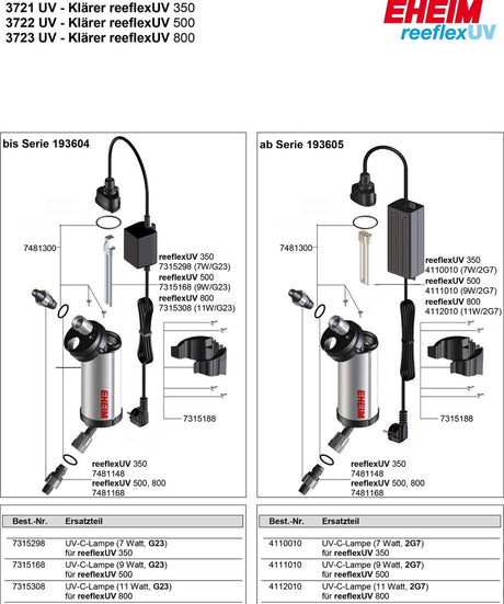 Eheim UV-C-Lampe für Reeflex UV 800 (bis Serie 193604)