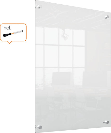 Nobo tragbares, trocken abwischbares Mini-Wand-Whiteboard – 600 x 450 Millimeter – inklusive Whiteboard-Marker – transparentes Acryl