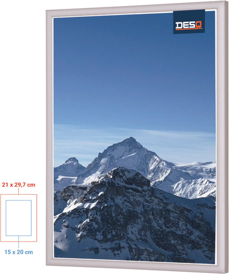 Desq ® - 4910 - Wechselrahmen - Aluminium - A4 21 x 29,7 cm - dünner Rand - Foto-Diplomurkunde - Passepartout-Vorlage A5 15x20 cm