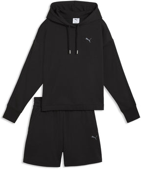 Puma Short Hooded Relaxed Suit 5" tr Damen-Trainingsanzug - Schwarz