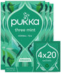 Pukka Tee Drei Minze – 80 Teebeutel – Bio-Kräutertee – 4 x 20 Beutel – Tee-Vorteilspackung