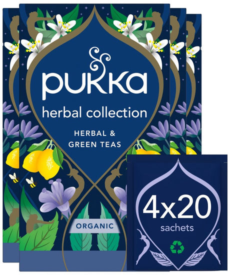Pukka Tee-Kräuterkollektion – 80 Teebeutel – Bio-Grüntee-Kräutertee – 4 x 20 Beutel – Tee-Vorteilspackung