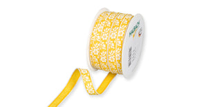 Rol printlint bloemenpatroon 15mm 25mtr yellow white