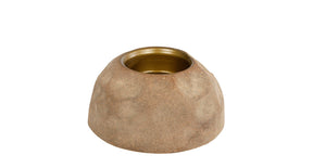Theelichthouder tiffany goud cream metaal 9x9x4,5xm