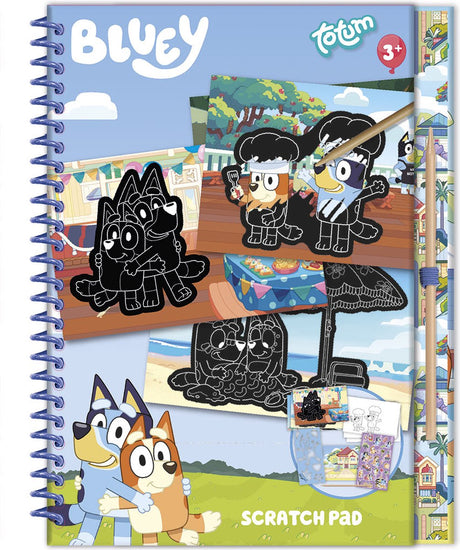 Totum Bluey Ferien-Aktivitätsbuch mit luxuriösen Rubbelkarten, Malseiten und Aufklebern – 20-teiliges Buch zum Zeichnen, Malen, Kratzen, kreatives Spielzeug ab 3 Jahren