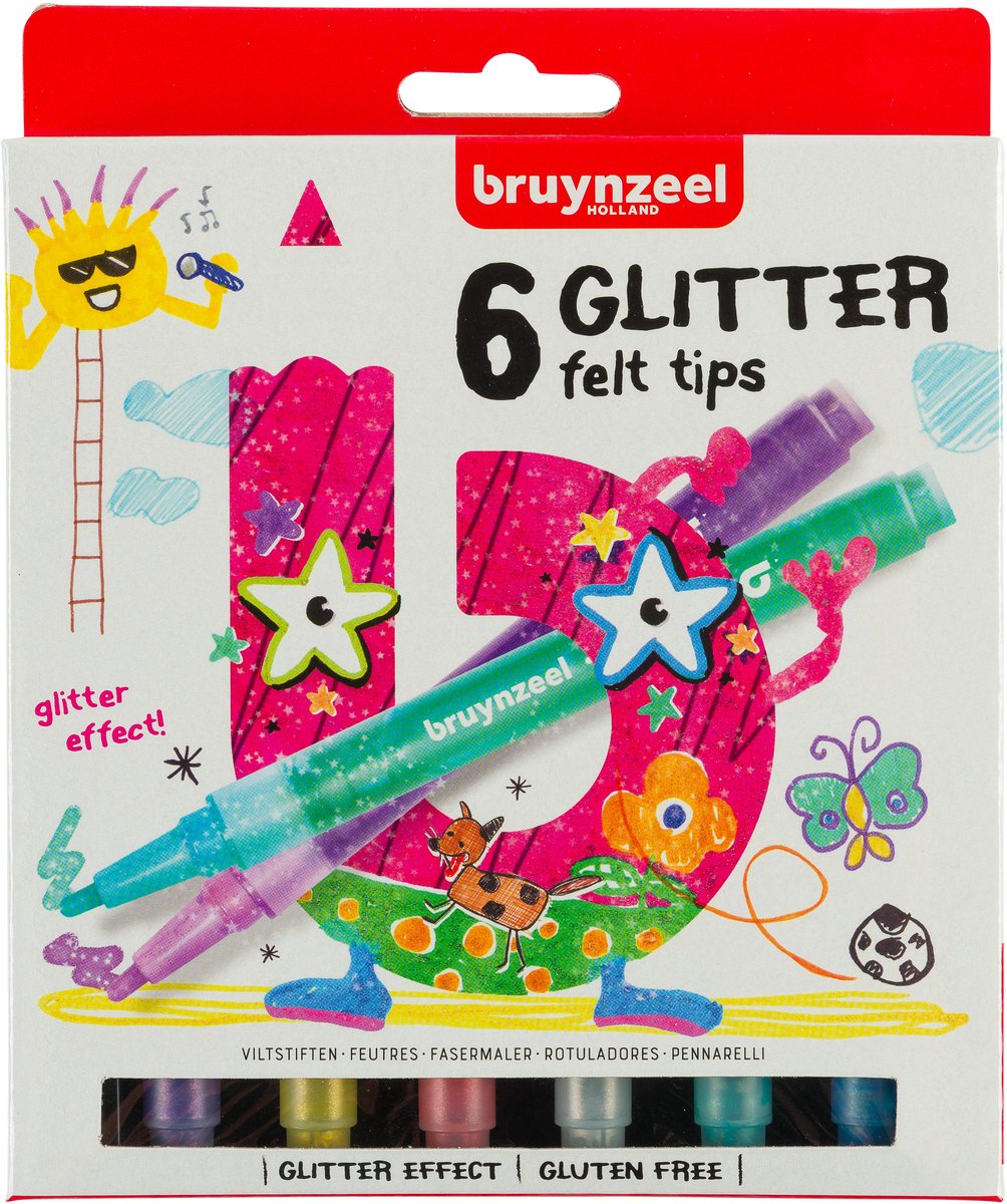 Bruynzeel Kids Glitter fühlte -Tip Stifte, 6st.