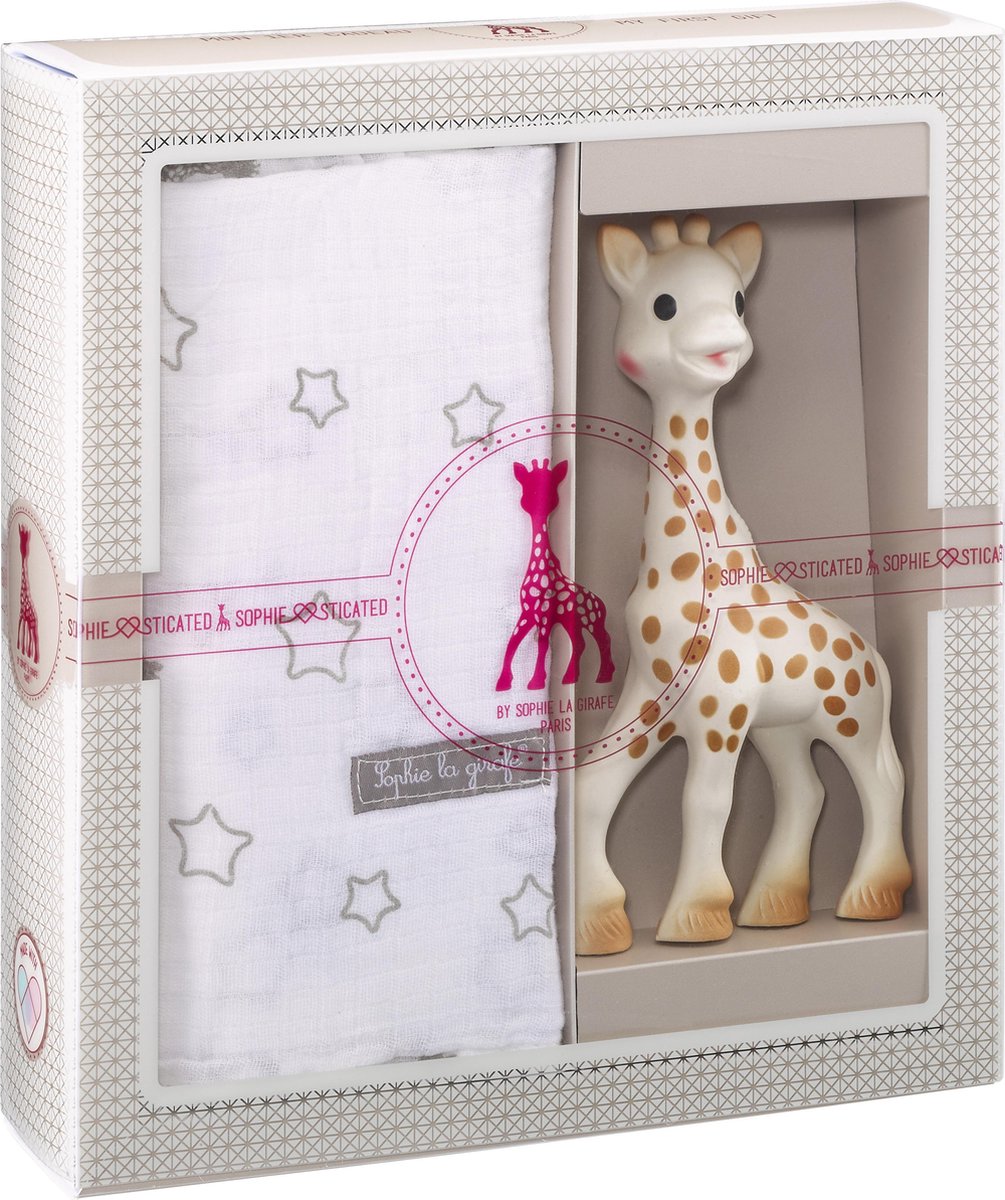 Sophie die Giraffe, anspruchsvolles Geschenkset – Babyspielzeug – hydrophiles Tuch – Mutterschaftsgeschenk – Babyparty-Geschenk – 4-teilig