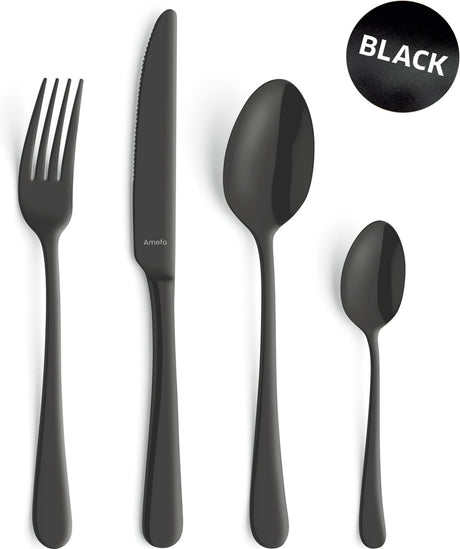 Amefa Austin schwarz – 24-teiliges Besteckset – 6 Personen – PVD matt-18 0 Chromstahl – Geschenkverpackung