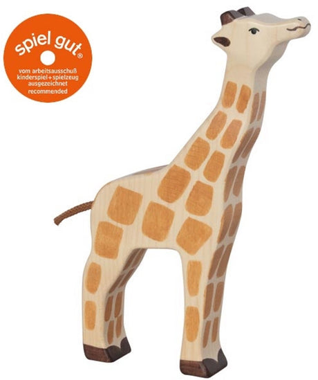 Holztiger-Giraffe, Kopf hoch. 21 cm.