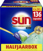 Sun - vaatwastabletten- brilliant shine plus - all-in 1 - 136 capsules - voordeelverpakking