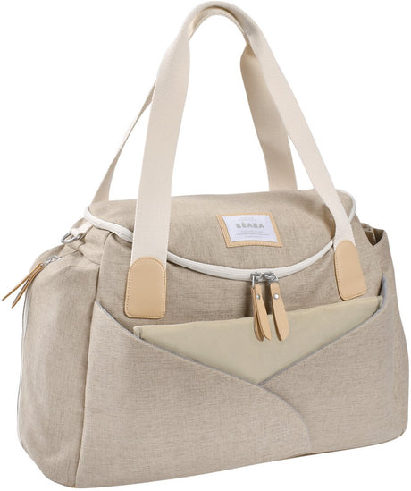 Béaba Sydney II Stilltasche – Wickeltasche mit innovativer Cocoon-Wickelfläche – Babytasche mit Kühltasche – Kinderwagen – Trolley-Aufsatz – inklusive Zubehör – 21l – Graubeige