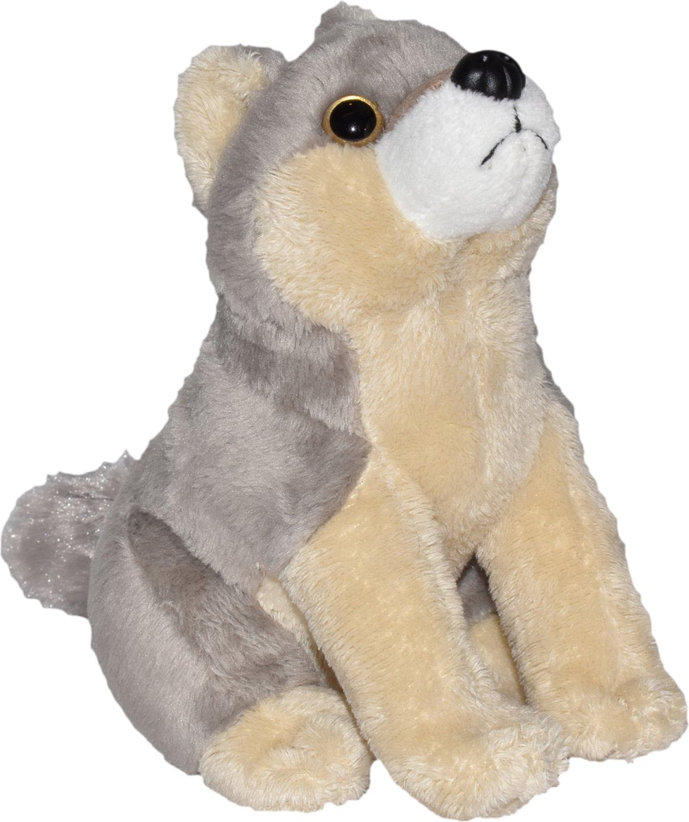 Wild republic knuffel wolf - met geluid - 20 cm - pluche - knuffeldier