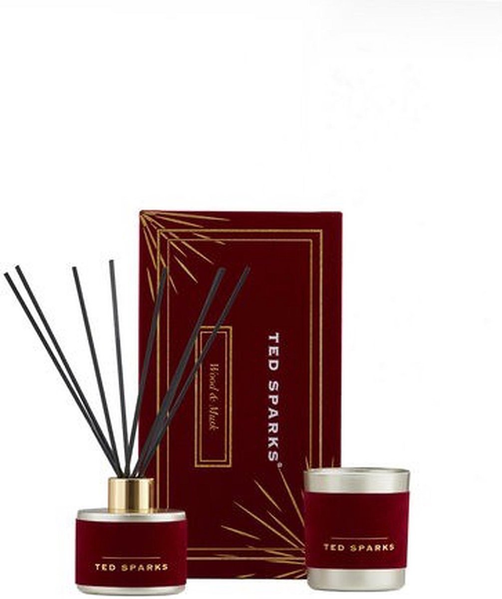 Ted sparks - velvet collection gift box - geurkaars geurstokjes diffuser - wood musk
