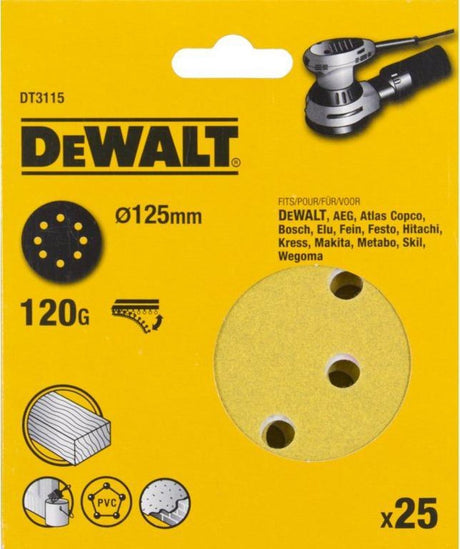 Dewalt Zubehör Dewalt DT3115-QZ – Schleifpapierscheiben – P120 – 125 mm – RZEP-Montage
