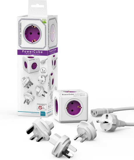 Powercubes designnest powercube rewirable multifunctionele reisstekker - 3x wereldstekker
