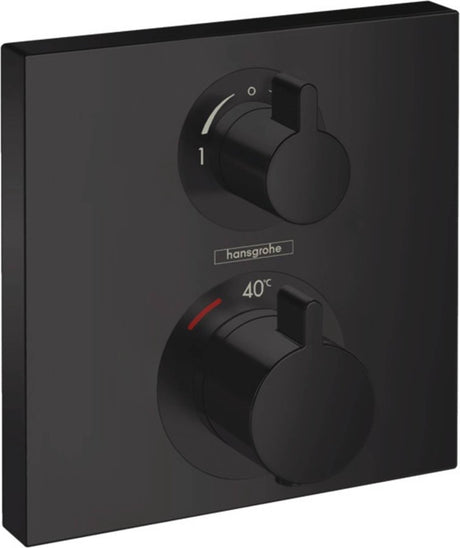 Hansgrohe Ecostat quadratisches Thermostat-Fertigset für 2 Funktionen mattschwarz