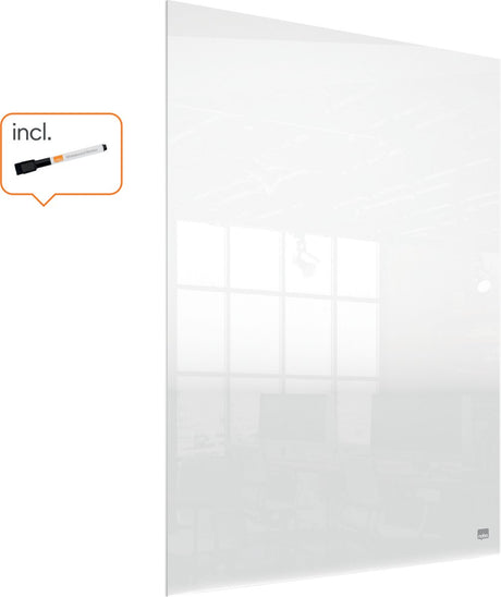 Nobo tragbares, trocken abwischbares Mini-Whiteboard für Schreibtisch oder Wand – 600 x 450 Millimeter – inklusive Whiteboard-Marker und Montagepads – transparentes Acryl