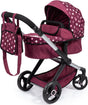 Bayer Design - Kombi-Puppenwagen XEO, Tasche, Burgunderrot, Rosa, Sterne