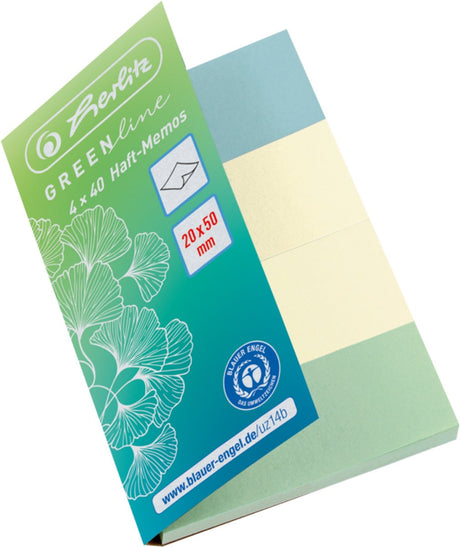 Herlitz Post-it s 20x50mm 4x40 Bl. Greenline farblich sortiert