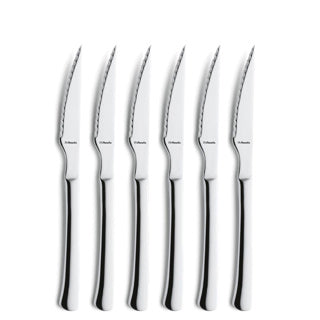 Amefa chuletero – Steakmesser – 6-teiliges Steakmesser-Set – Edelstahl – Silber – spülmaschinenfest – Tranchiermesser