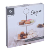 Excellent Houseware Etagere Porzellan 2 Stück ø 17 cm + 21 cm hoch 25 cm | 2 Stk