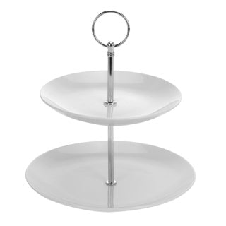 Excellent Houseware Etagere Porzellan 2 Stück ø 17 cm + 21 cm hoch 25 cm | 2 Stk