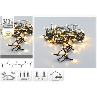 Kein Feuer Weihnachts-LED-Beleuchtung außen, 240 LED warmweiß 0,5 cm Licht 7,5 cm zwischen den Lichtern, IP44 | 2 Stk