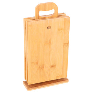 Öko-Import Bambus-Schneidebrett-Set mit Halter 7-teilig | 2 Stk