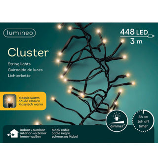 Lumineo cluster bin bui warm 3 meter 448 lampjes | 2 stuks