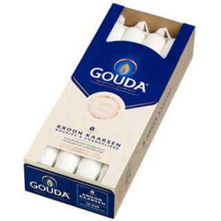 Gouda-Kronenkerzen 24x2,4 cm 8 Stück weiß
