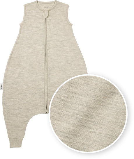 Meyco Baby Studio Collection Merino-Schlafoverall-Pullover mit festen Ärmeln – Merinowolle – Sandmelange – 104 cm – 0,5 Tog