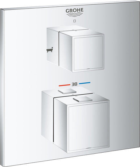Grohe Grohtherm Cube Einbau-Badewannenarmatur - Aufputzteil - mit Umsteller - Chrom