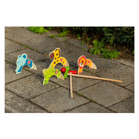 Outdoor spielen Holztiere Krocket