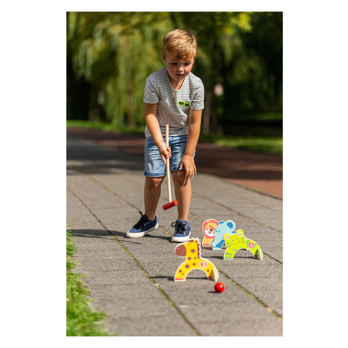 Outdoor spielen Holztiere Krocket