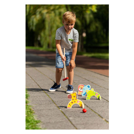 Outdoor spielen Holztiere Krocket