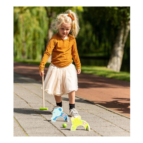 Outdoor spielen Holztiere Krocket
