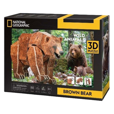 Kubisches lustiges National Geographic 3D-Puzzle Braunbär – 88 Teile – ab 8 Jahren