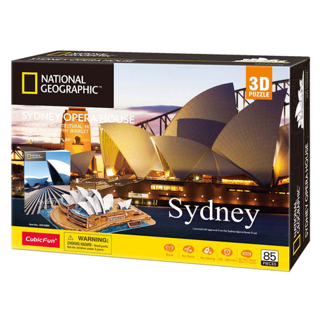 Kubisches, lustiges National Geographic 3D-Puzzle Sydney Opera House – Architektur – 128 Teile
