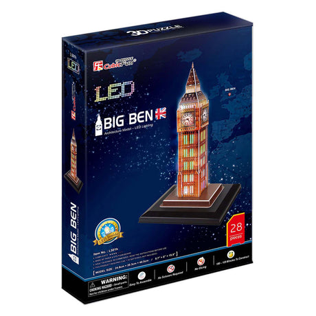 Kubisches lustiges 3D-Puzzle Big Ben mit LED-Beleuchtung