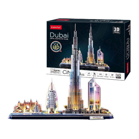 Kubisches lustiges 3D-Puzzle City Line Dubai mit LED-Beleuchtung