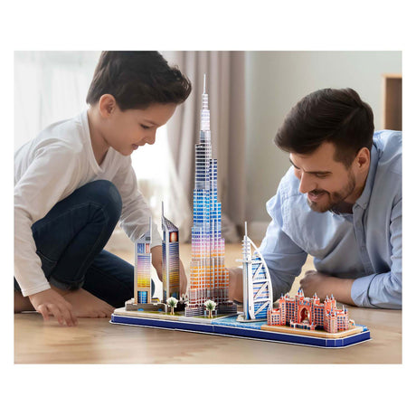 Kubisches lustiges 3D-Puzzle City Line Dubai mit LED-Beleuchtung