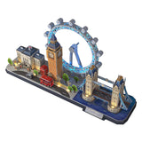 Würfelspaßiges 3D-Puzzle City Line London LED, 107 Teile.