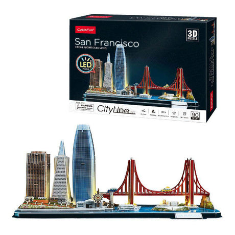 Kubisches lustiges 3D-Puzzle City Line San Francisco mit LED-Beleuchtung